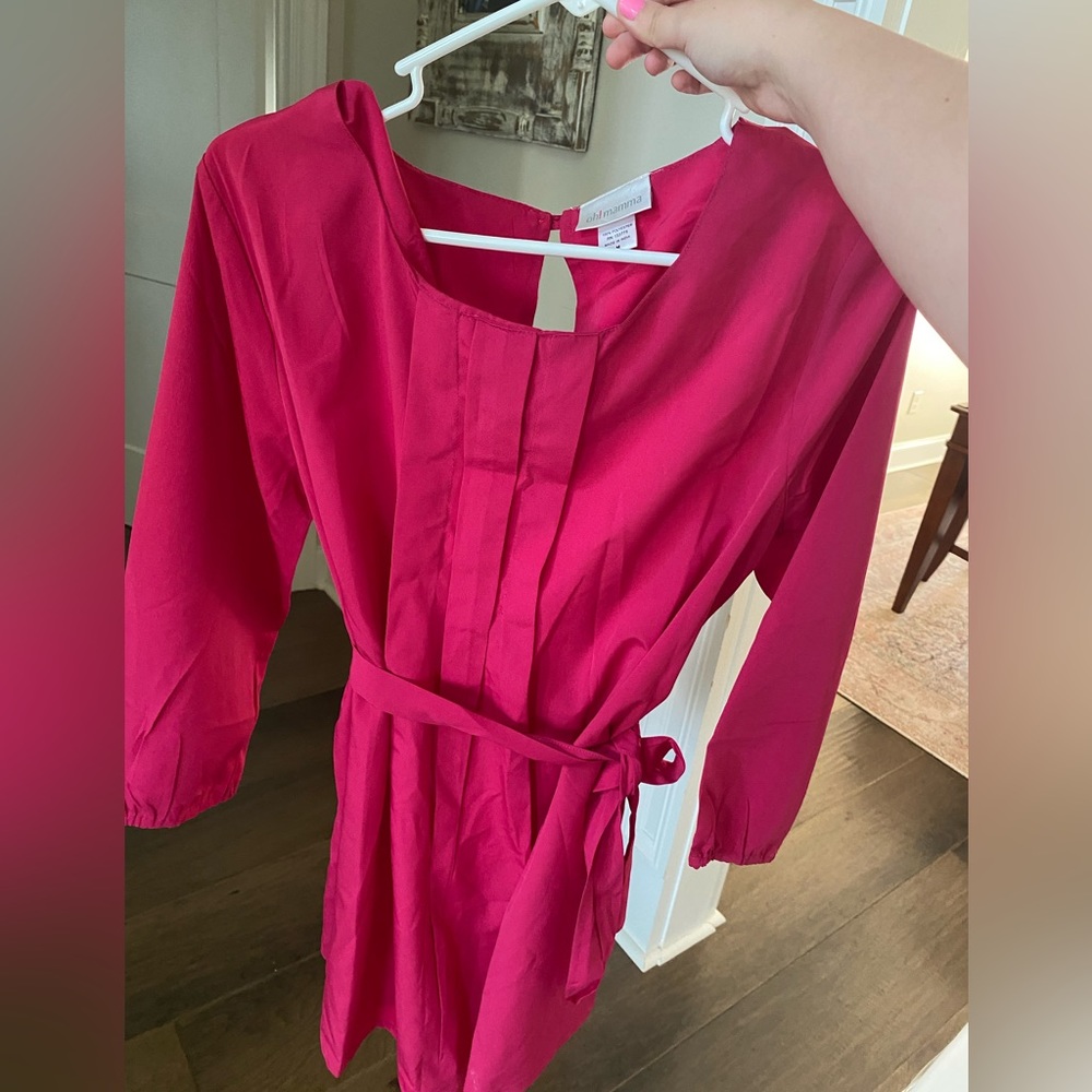 Oh Mamma maternity blouse. Pink/fuchsia. 3 1/4 sleeve length.